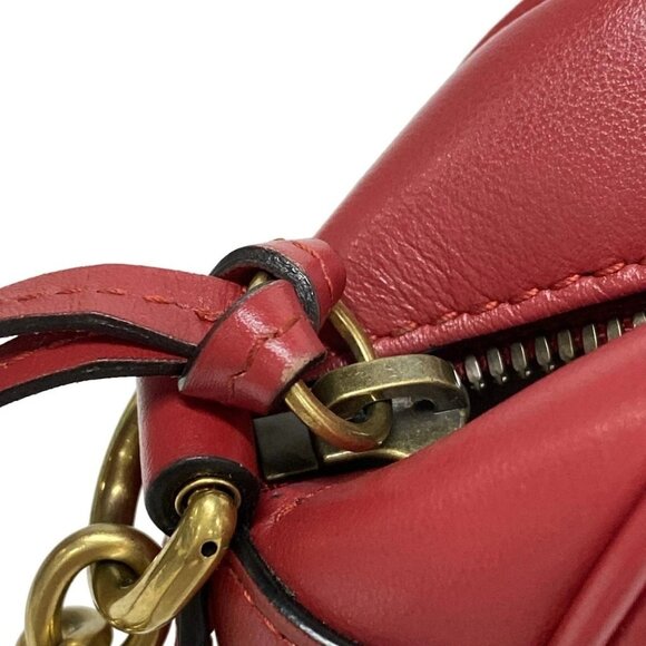 Auth GUCCI GG Marmont Quilting Small Shoulder Bag Red Leather - - Picture 10 of 14